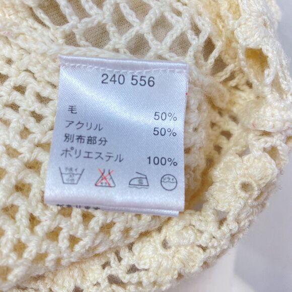 Otto Ivory Crochet Velvet Patchwork Top Large Long Sleeves Romantic Boho Whimsy - Picture 12 of 12